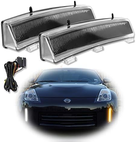 LED Front Bumper Switchback Amber/White Daytime Running Lights with Turn Signal Lamp Kit for 2006-2009 Nissan 350z LCI