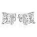 .925 Sterling Silver Princess Cut Stud Earrings 5 Mm, 1.5 CTW.