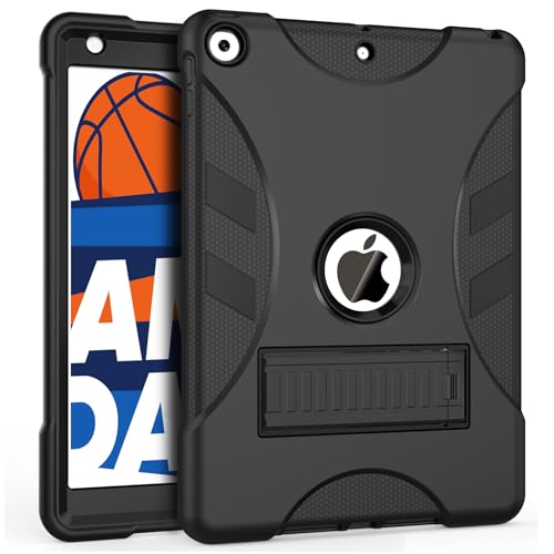 Rantice Military-Grade Tested Case for iPad 10.2 Inch 9th/8th/7th Gen, Shockproof Protective Cover with Stand & Child-Safe Design (Black)