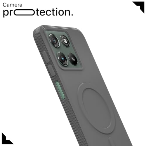 Image of Outlouders Back Cover for Motorola Moto G67 Power 5G / G57 Power 5G | Soft Matte Silicone | Magnetic-Safe Logo Design (Magnetic-Safe Not Compatible) | Shockproof Protection Bumper Case (Grey)