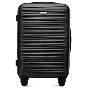 WITTCHEN Skyspeed Line Reisegepäck Mittelgroßer Koffer Hartschalenkoffer ABS Rollkoffer Trolley Mittlerer Koffer Reisekoffer Kombinationsschloss Teleskopgriff Schwarz Lufthansa/Eurowings/Ryanair