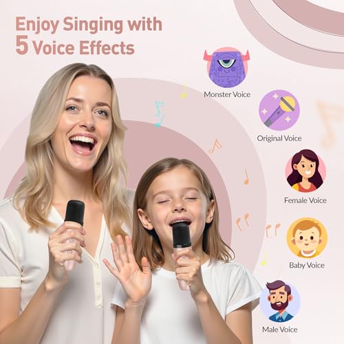 Image of Karaoke Machine,Mini Portable Karaoke Speaker with 2 Wireless Microphones