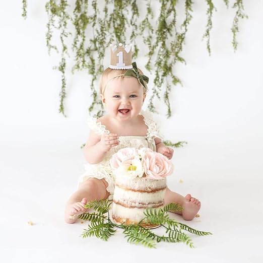 Image of BabyMoon 1 year Birthday Crown Baby Cap | Cake Smash | Baby Photography Cap | Brown