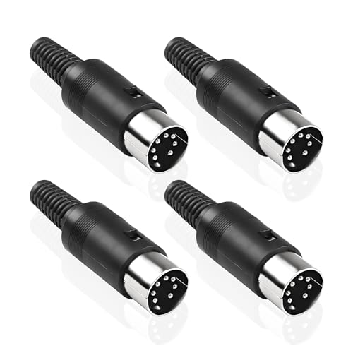 MEIRIYFA DIN 7 Pin Male Plug Connector, DIN 7 Pin Plug MIDI Cable Audio Adapter Socket Solder Terminals Connector for Mixer, Electronic Drum, MIDI Keyboard (4 Pack)