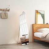 EMKE Ganzkörperspiegel mit Beleuchtung 145×50cm LED Standspiegel mit Touch und 3 Lichtfarben, Asymmetrischer Spiegel groß für Garderobe, Wohnzimmer, Flur und Schlafzimmer