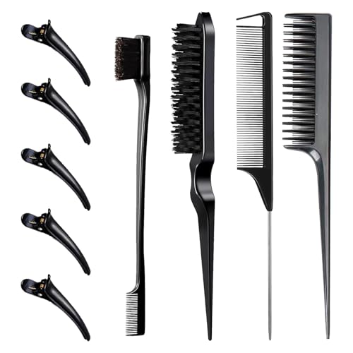 Peigne à crêper - Lot de 9 brosses à crêper - Brosse à cheveux double bord et peigne en queue de - Peigne de coiffure pour salon de beauté - Pour coiffure, salon de coiffure