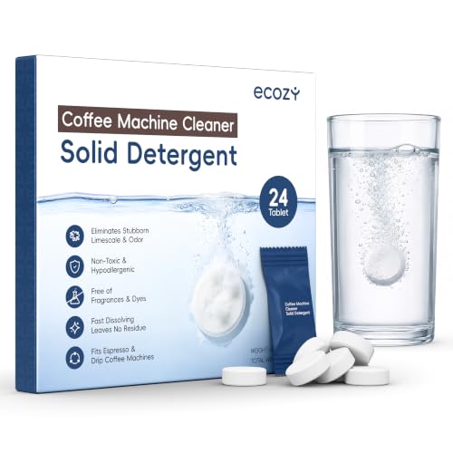 ecozy Coffee Machine Cleaner & Descaler Tablets, 24 Pack, Limescale Remover