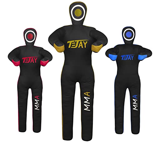T=JAY Mannequin MMA en Position Debout pour jiu jistu brésilien JJ, Lutte, Judo karaté, Lancer et tétine à soumettre, Non rempli (Noir Jaune, 59" (inches))