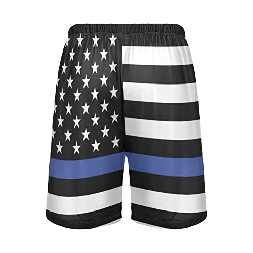 Summer Men's Sleep Shorts, American Police Flag Pajama Bottoms Pants2