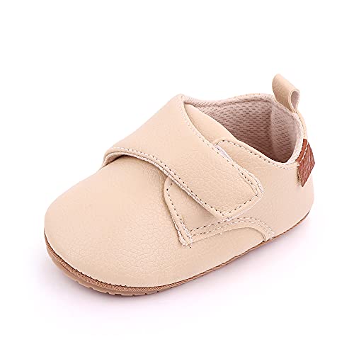 Methee Infant Baby Boys Girls Walking Shoes, Soft Sole Non-Slip First Walker Shoes Newborn Crib Shoes, Perfect for Baptism/Crawling/Wedding
