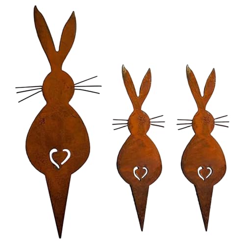 TOPFROP Set of 3 Metal Yard Decors Garden Stakes Bunnies Animal Stakes Unique Addition to Outdoor Space