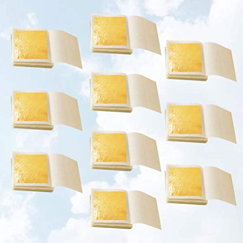 HEALLILY 10 Pcs Folhas de Folhas de Ouro Puro 98% de Ouro Comestível para Cozimento de Bolos Decoraç
