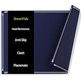 Dress4Tab Set of 4 Blue Anti Slip Heat Resistant Placemats with Boho Hemstitch, Machine Washable Clo
