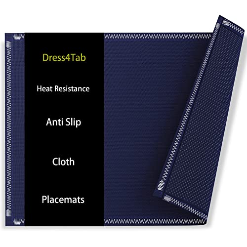 Dress4Tab Set Of 6 Blue Heat Resistance Anti Slip Placemats With Boho Hemstitch For Dining Table, Washable Kitchen Table Place Mats For Spring, Easter, Summer #TOP8