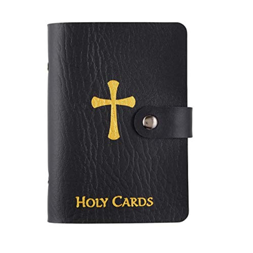 Prayer Card Holder Leather Holy Card Organizer for Religious Prayer Cards, Funeral Cards and Religious Items Catholic. Three Prayer Cards are Included in This Set.