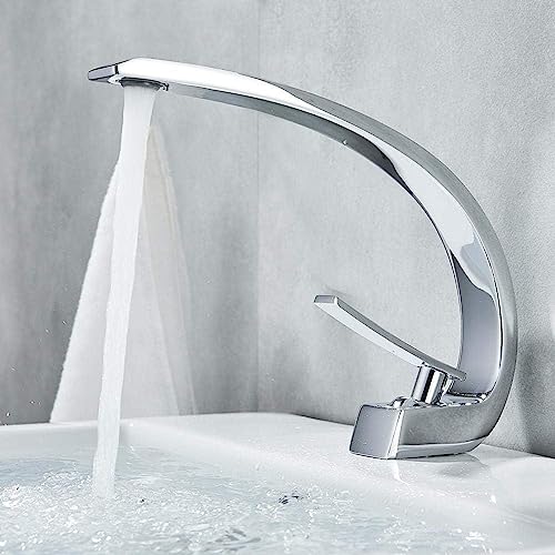 Robinet de bain en laiton massif argenté avec mitigeur de lavabo durable