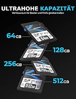 SABRENT SD Karte 512GB V90 UHS-II U3 SDXC Card Class 10, 280MB/s Lesen, 250MB/s Schreiben – Professionelle Speicherkarte für 4K 8K Video, DSLR, Drohne, Kamera (SD-TL90-512GB) – Ansicht 4