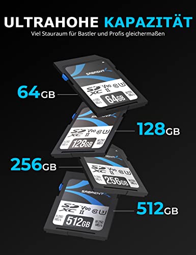 SABRENT 128GB SD Karte im CrystalDiskMark-Test mit 278 MB/s Read und 248 MB/s Write für Burst-Fotografie in Canon R5 (96...