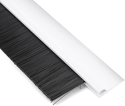 Image of Door Bottom Brush Seal Strip with Aluminum Plate & Nylon Bristles Brush for Air & Sound Blocking 100CM (1)