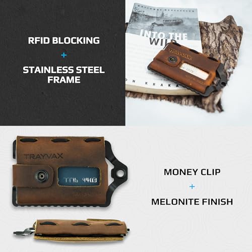 Trayvax Element Wallet, RFID Front Pocket Credit Card Holder with Money Clip, Minimalist Slim Leather Metal Wallet for Men and Women4