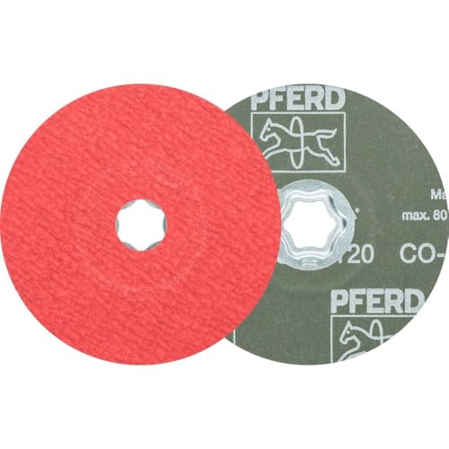 PFERD TOOLS COMBICLICK Fiberscheibe, 5 Stück/Keramikkorn 125mm CO-COOL120 / 44498023 für kühlen Schliff auf Edelstahl mit dem Winkelschleifer Fiberschleifer Korngröße 120