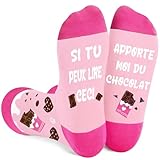 Idee Cadeau Femme Anniversaire Noel Original Utile, Chaussettes Rigolotes Femme 39 42 Fantaisie Coton, Chaussettes Humour SI TU PEUX LIRE CECI APPORTE MOI DU CHOCOLAT Cadeau Saint Valentin pour Elle