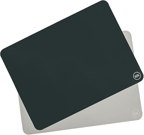 The Silicone Kitchen Alfombrillas de silicona para hornear, aptas para lavavajillas, sin BPA, extra gruesas (juego de 2, azulgris, media hoja (16 x