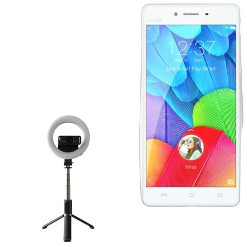 BoxWave Stand and Mount Compatible with vivo X5Pro - RingLight SelfiePod, Selfie Stick Extendable Arm with Ring Light - Jet Black