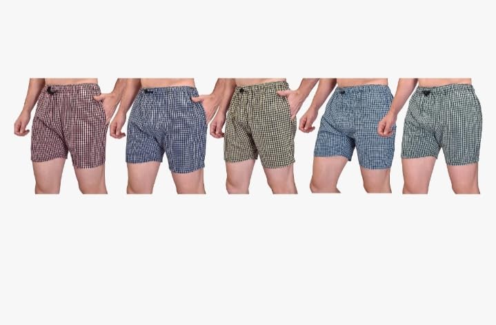 Men’s Regular Fit 100% Cotton Casual Lounge Shorts | Dual Pocket Sleep Shorts Pack of 5 (Maroon, Navy Blue, Yellow, Blue, Black) (X-Large)-image-48