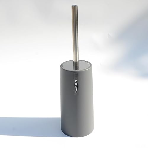 Image of Toilet brush and bracket, floor-standing,long handle,stainless steel anti-rust, durable toilet brush (Gray)