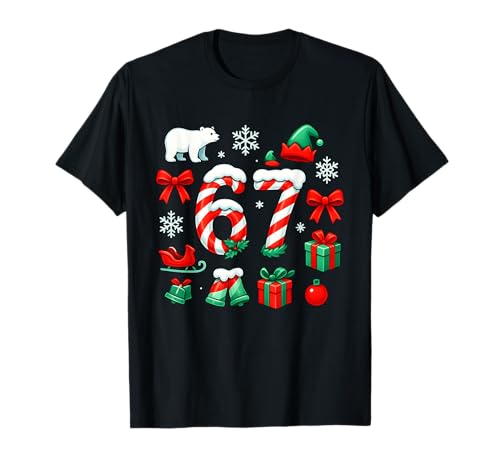 Christmas 67 Six Seven Meme Gen Alpha Boys Girls Xmas T-Shirt