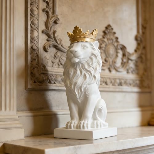Estatua León Blanco 15'' LANKIN Escultura Decorativa miniatura 4