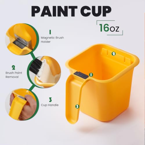 Image of VOOMEY 10 Pack Paint Cups for Painting, Small Paint Bucket Holds 16 oz. of Paint or Stain, Handy Paint Pail for Finishing Detail Work and Repairs, Touch-ups, Crafts,Trim