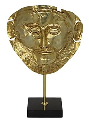 Estia Creations Máscara de Agamenón chapado en oro escultura - Replica de la máscara funeraria del rey micenaean | Ya disponible en tu tienda friki favorita! En mundofriki.es!