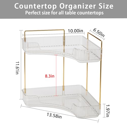 shuang qing 2-Tier Corner Bathroom Counter Organizer – Classic Storage Shelf for Makeup, Perfume & Toiletries, Space-Saving Countertop Tray Fits Bathroom, Dresser, Kitchen (Classic White) by shuang qing - Image 2