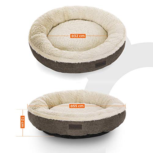 Feandrea Hundebett, Hundekorb, Katzenbett, Donut, rund, Ø 55 cm, braun PGW55C