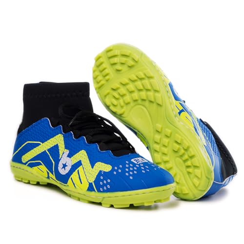 Chuteira Infantil Society Botinha Cano Alto 28 ao 33 com Solado Costurado (AZUL, BR, Criança de 4 a