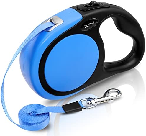 Taglory Retractable Dog Lead 5m, Heavy Duty Extendable Dog Leads Nylon Tape, Suitable for Medium and Large Dogs Up to 45kg, Blue
