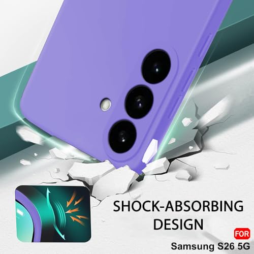 Image of TheGiftKart for Samsung S26 Case, Liquid Silicone Cover, Soft Micro-Fibre Lining Inside, Raised Edges for Camera & Screen Protection, Shockproof Galaxy S26 Back Cover (Silicone, Violet)