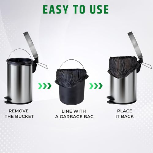 Image of Robustt Dustbin with Pedal - 8L | Silver Stainless Steel trash can | 8 Inch (W) x 12 Inch (H) | Small Trash Can for Bathroom, Bedroom, Toilet, and Kitchen | Durable & Corrosion-Resistant - Pack of 1