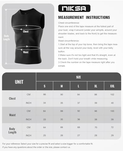 Niksa Pack de 2 T-shirts de compression pour homme, débardeur sans manches pour homme, sport, Dry Fit, course à pied, sous-vêtements de sport fonctionnels, L – vue 6