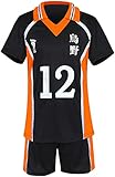 Gurbanton Anime Costume Jersey Karasuno High School Volleyball Uniform Cosplay Shirt Shorts (12-Yamaguchi, Medium)
