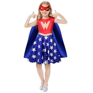 AOOWU Kostüme Mädchen, Prinzessin Kleid Mädchen mit Umhänge und Masken, Cosplay Kinderkostüm Geschenke für Kindergeburtstag Verkleidung Karneval Halloween Motto-Party（150CM）