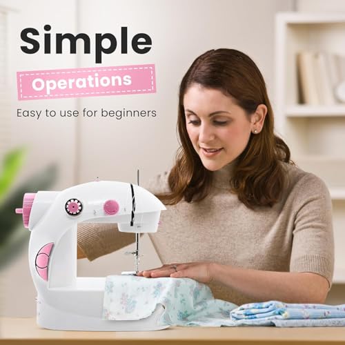 Image of Electric Sewing Machine With Table Set, Mini Silai Machine For Home Tailoring, Stitching Machine With Foot Pedal, Adapter And Fully Loaded Sewing Kit