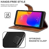 iCatchy for Alcatel 1B 2022 Case Leather Wallet Book Flip Folio Stand View Cover with Card Slots and Kickstand for Alcatel 1B 2022 Phone Cover (Black) - Image 7