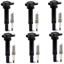 6PCS Ignition Coil Pack and Spark Plug Compatible with Hyundai Santa Fe 2007 2008 2009, Kia Rondo 2007-2011, Optima 2006-2010, Magentis 2007-2010 Replacement for UF558 273013E40 V6 2.4L 2.7L