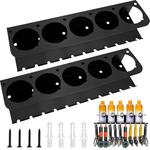 babikeen Dosenhalter für Sprühflaschen, 2 Stück Sprühflaschenregal mit 11 Löchern und 5 Dosenhalter Schlitzen Aufbewahrungsregal Spraydosenhalter Werkstatt Halterung für Garage und Zuhause