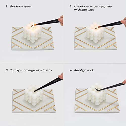 Hofuna Home White Bubble Candle Set (2 Pcs And Stainless Steel Wick Dipper Black)! Super Cute Aesthetic, Perfect Size, Rubik Cube Shaped And Scented Soy Wax Candles For Elegant And Trendy Home Decor #TOP2