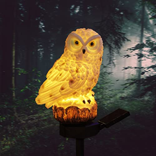 Hengyou Garden Solar Owl Lights Outdoor Decor, Resin Owl Figure Solar Led Lights Waterproof Owl Garden Stake Lights For Outdoor Yard Pathway Outside Patio Lawn Decor (2Pcs White) #TOP7