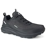 OUTJET Waterproof Hiking Shoes for Men Lightweight & Breathable Walking Sneaker for All-Terrain Outdoor Black